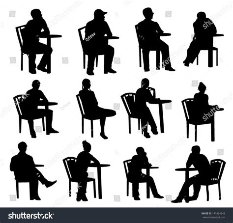 Sitting People Silhouettes Stock Vector Illustration 141834643