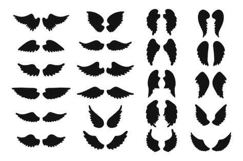 Premium Vector Set Of Angel Wing Silhouettes