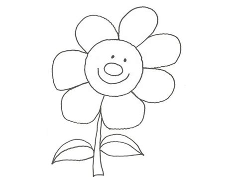 Imprimir Dibujo De Una Flor Sonriente Para Pintar Con Niños