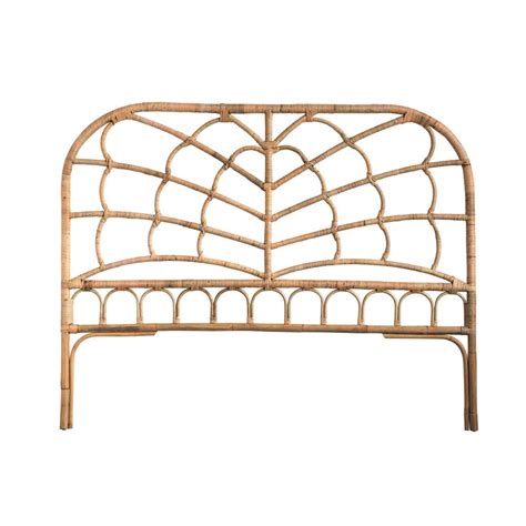 Crafted with rattan and hardwood. 3R Studios Woven Roots Brown Rattan Queen Headboard-DF0784 ...
