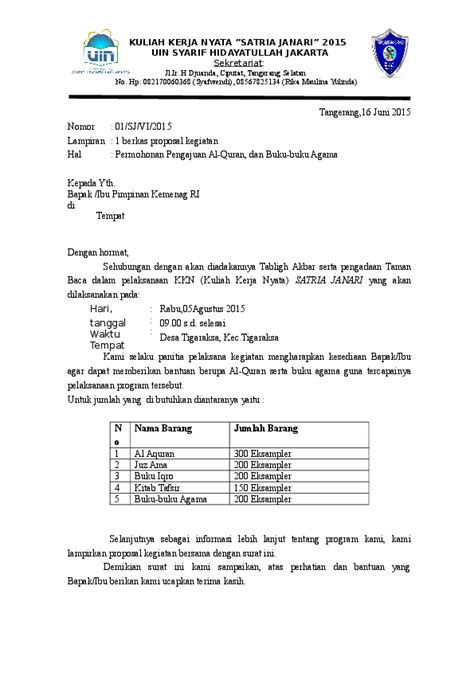 Contoh surat pengajuan permohonan contoh surat permohonan di 2019. Contoh Surat Permohonan Bantuan Al Quran - Download ...