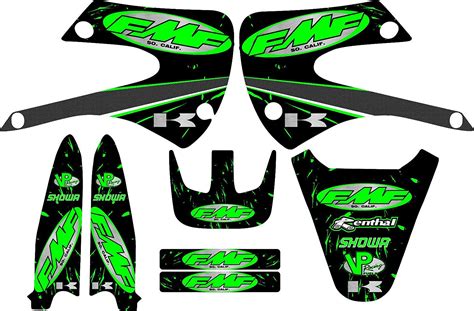Kx85 Fmf Racing Exhaust Graphic Kit 01 12 Green Graphics Decal Sticker