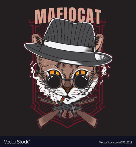 Mafia Cat Tshirt Design Royalty Free Vector Image