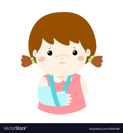 Cute Girl Hand Bone Broken From Accident With Arm Vector Image