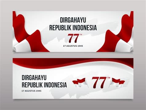 Free Vector Realistic Indonesia Independence Day Horizontal Banner