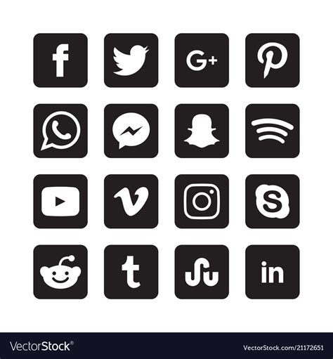 Collection Social Media Icons Royalty Free Vector Image