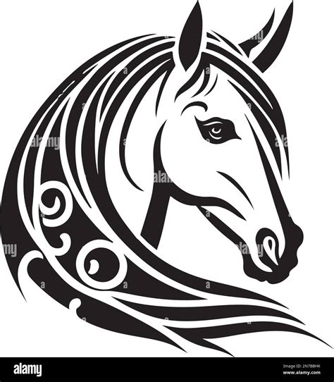 Vector Silhouette Of A Horses Head With Ornament Vector Illustration