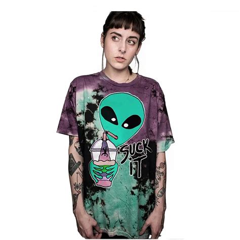 Plstar Cosmos 2019 Summer Novelty Punk Style T Shirt Womenmen 3d Printed Ufo Alien Suck It Hip