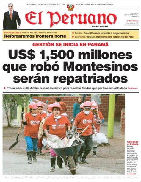 Newspaper El Peruano Peru Newspapers In Peru Fridays Edition