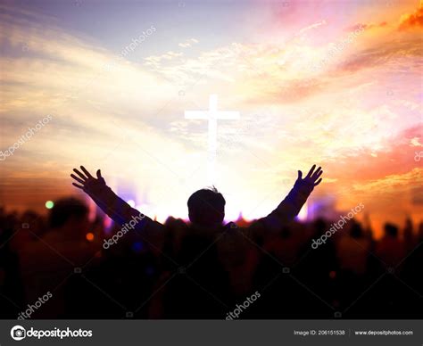 Concepto Adoración Iglesia Cristianos Levantando Sus Manos Alabanza Adoración Concierto — Fotos