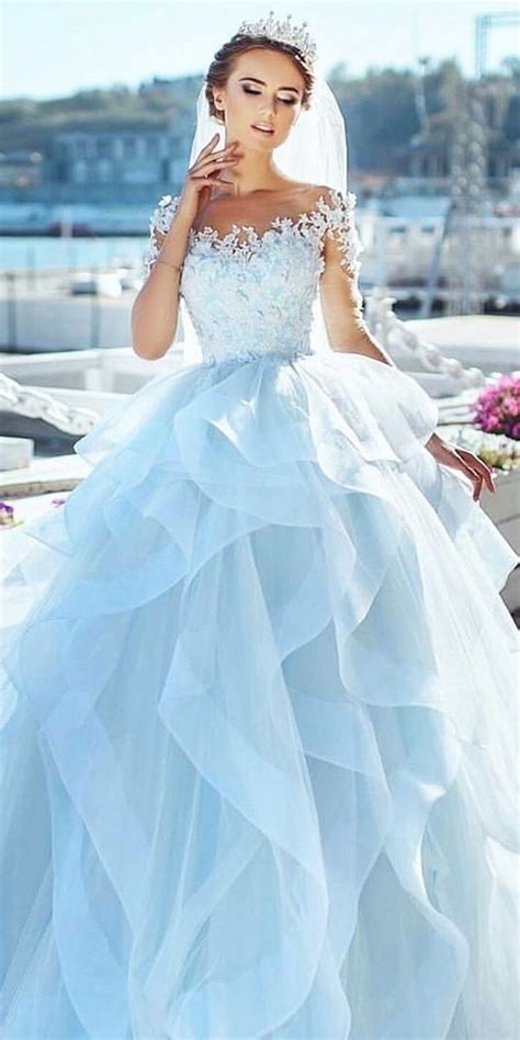 9new White And Sky Blue Wedding Dresses Onlyhats