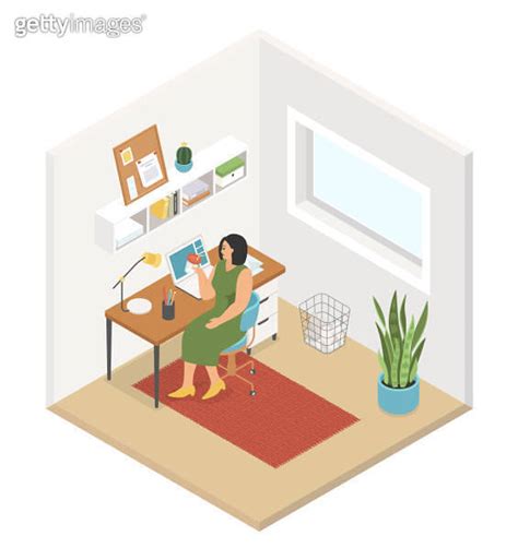 Work From Home Modern Vector Colorful Isometric Illustration