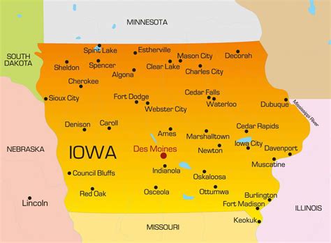Map Of Iowa And Surrounding States World Map