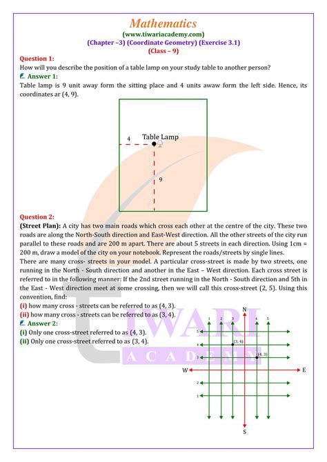 NCERT Solutions For Class 9 Maths Chapter 3 Exercise 3 1