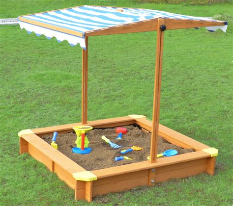 Kids Outside Playground Sandbox With Retractable Canopy
