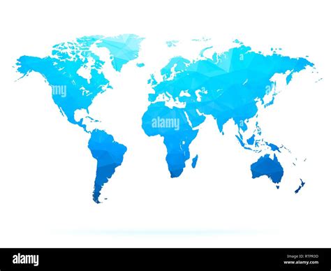 Mapa Del Mundo Poligonal Abstracto Azul Sobre Fondo Blanco Aislado