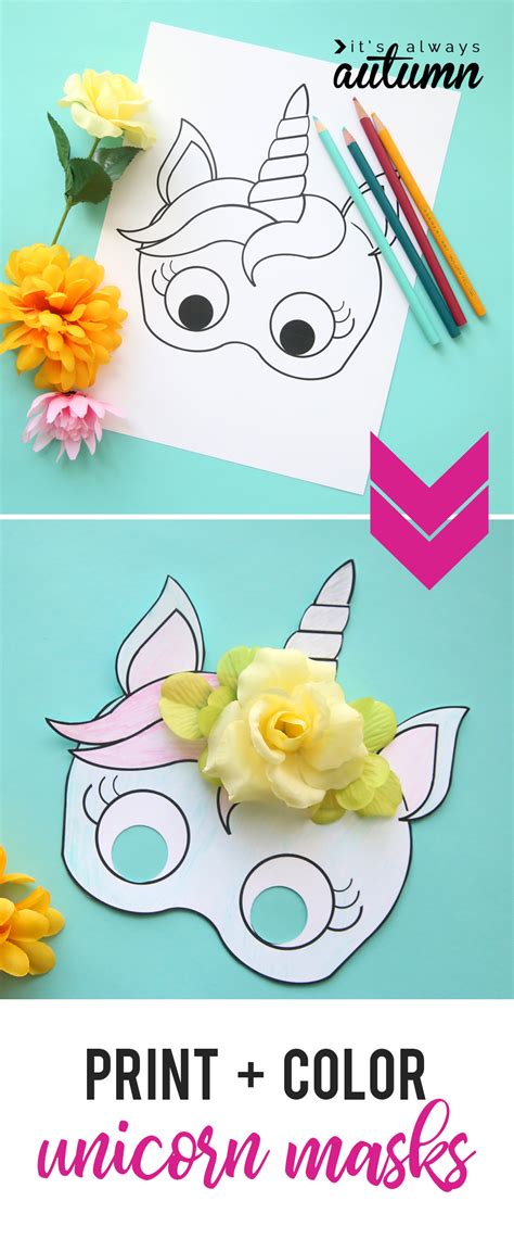 Unicorn Masks To Print And Color Free Printable Its Always Autumn