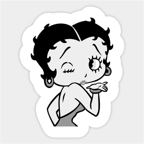 Betty Boop Kiss Black And White Betty Boop Kiss Wink Sticker