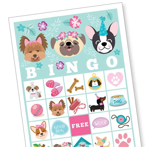 Dog Bingo Game 30 Different Bingo Cards Pug Puppy Party Game Girls