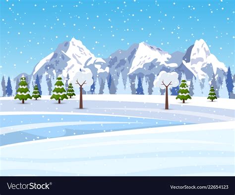 Winter Snowy Mountains Landscape Royalty Free Vector Image