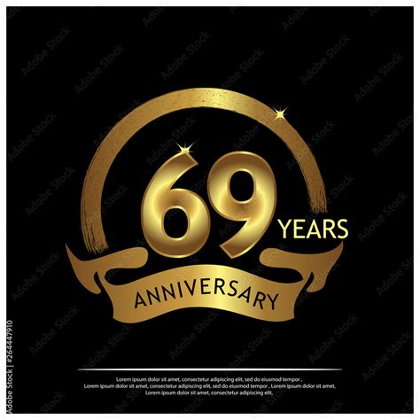 Sixty Nine Years Anniversary Golden Anniversary Template Design For