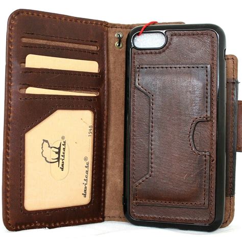 Genuine Dark Leather Case For Iphone Se 2 2020 Detachable Removable Co Daviscase