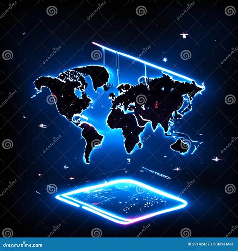 Glowing Digital World Map On Abstract Technology Background Vector