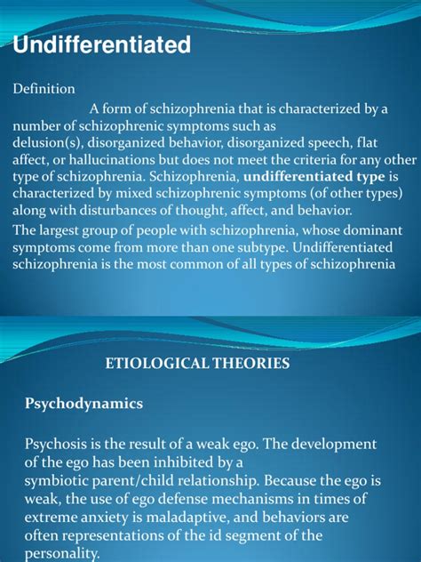 Powerpoint Of Undifferentiated Schizophrenia Pdf Schizophrenia