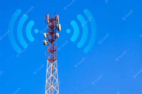 Premium Photo Cellular Base Station With Transmitter Antennas On A