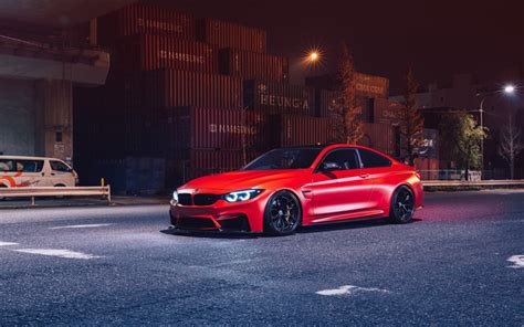 Download Wallpapers Bmw M4 F82 Red Sports Coupe Night Red M4