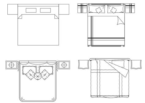 Various Types Of 2d Bed Design Autocad Furniture Drawing Blocks E80