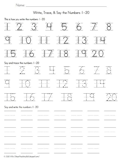 Tracing Numbers 20 30 Worksheets
