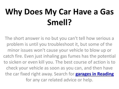 Ppt Why Does My Car Have A Gas Smell Powerpoint Presentation Free