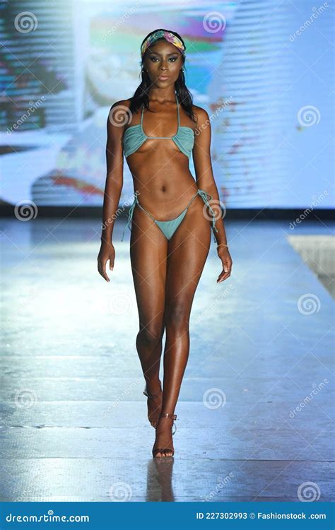 A Model Walks The Runway For Almost Naked Swim Show Editorial Stock