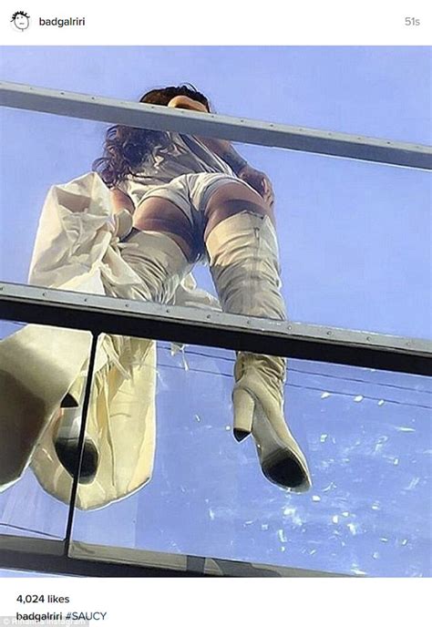 Rihanna Cavorts Across A Glass Walkway In Dublin Moments After Crying On Stage Daily Mail Online