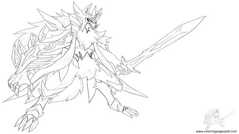 10 Legendary Zacian Anime Coloring Pages