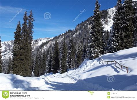 Snow Road In Winter Mountains Stock Image Image Of Cold