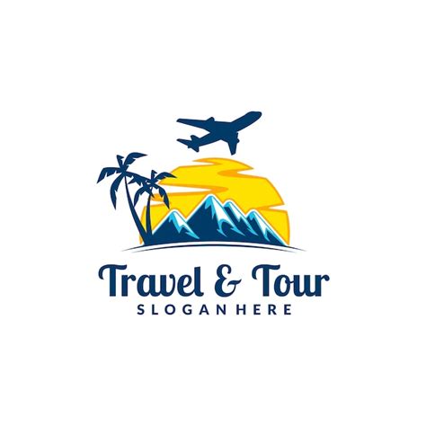 Premium Vector Travel And Tour Logo With Mountain And Airplane Concept