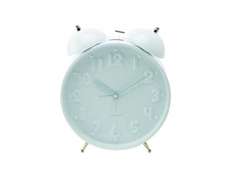 Present Time Karlsson Large Twin Bell Alarm Clock Nude Numbers White