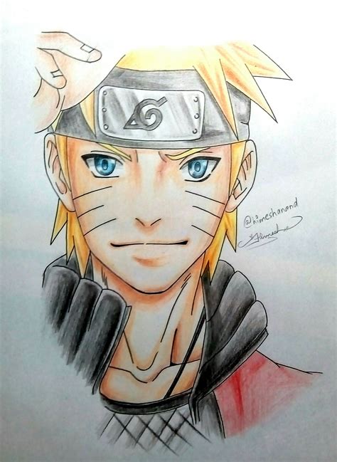 Naruto Uzumaki Pencil Colour Drawing By Me
