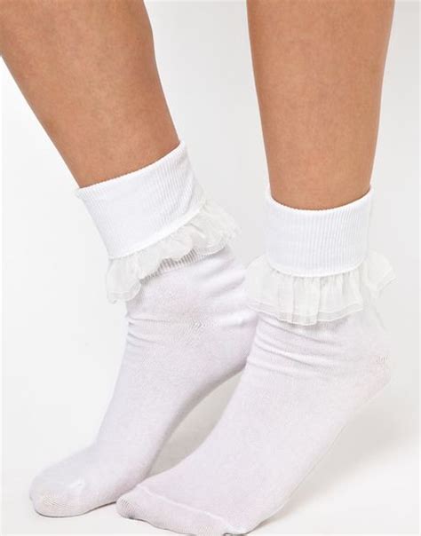 American Apparel Girly Lace Ankle Socks In White Lyst