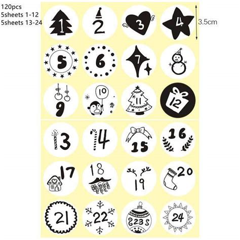 【hot】 120pcs Advent Calendar Number Stickers Numbers 1 24 Christmas