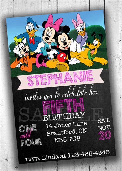 Disney Party Invitation Kids Party Printables Chalkboard Invitation