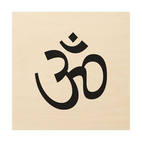 Om Aum Outline Icon Hinduism Symbol Black White Wood Wall Art