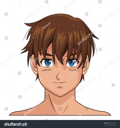 Portrait Face Manga Anime Boy Blue Stock Vector 554147293 Shutterstock