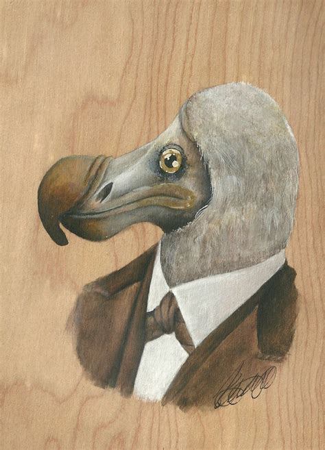 Dodo Bird Art Original Painting Ink On Wood 5x7 Sir Etsy