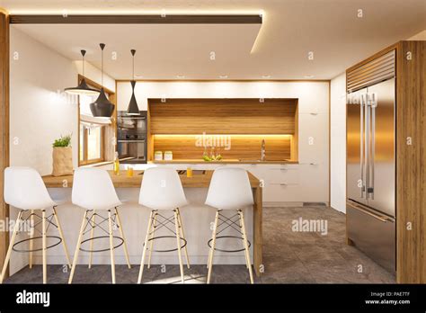 Kitchen Interior Design In White Color Modern Studio