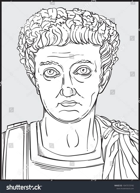 Vector Drawing Of Roman Emperor Tiberius Line Royalty Free Stock