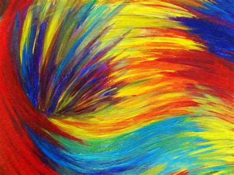 Original Rainbow Acrylic Painting Abstract 16 X 20 Canvas Free Shipping Beautiful Summer Waves