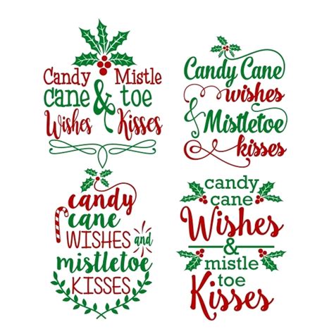 Christmas candy gram sayings / tasty treats: Candy cane wishes and Mistletoe kisses transparent image to print out. | Candy cane, Cricut
